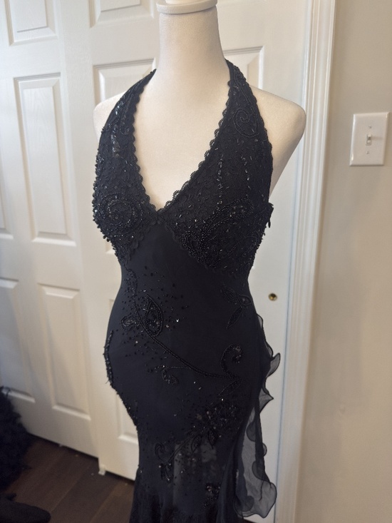 Cache Dresses & Skirts - Vintage Y2K Caché Black Lace & Beaded Mermaid Evening Gown